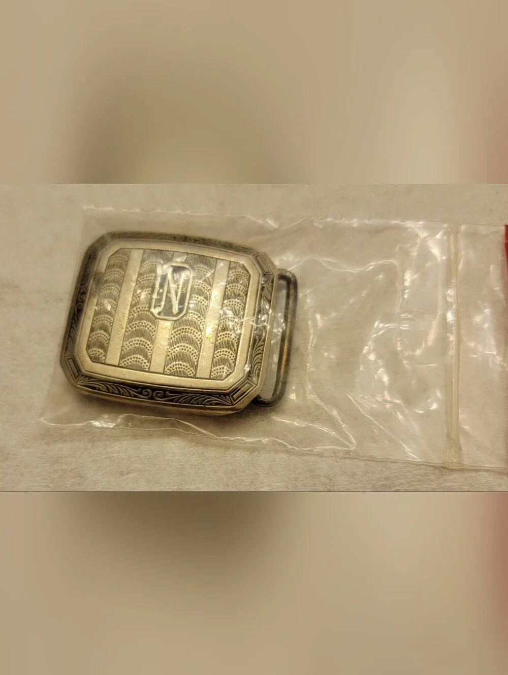 Vintage Silver Plated Monogrammed 'N' Belt Buckle